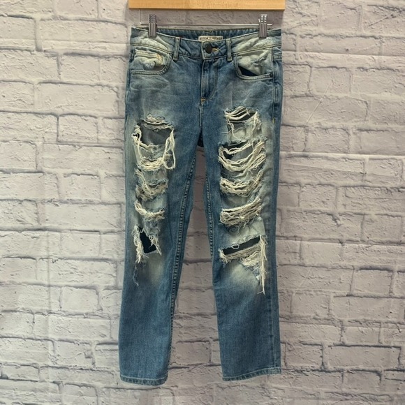 Alice + Olivia Womens Extreme Distressed Jeans Size 24 (26) - Picture 1 of 7